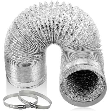 Imagem de Cenipar Mangueira de ventilação do secador - Mangueira de ventilação de dutos de 10 cm Folha de alumínio flexível não isolada (10 cm 0,9 m) com 2 braçadeiras