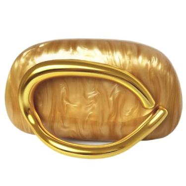 Imagem de Bolsa clutch de acrílico feminina clássica redonda para noite bolsa vintage de metal para guidão para festa de casamento e formatura., Café acrílico