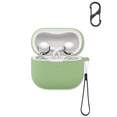 Imagem de Capa para fones de ouvido Huawei FreeClip 2, capa protetora de silicone macio FJIASTB com mosquetão e cordão, à prova de choque (verde Matcha)