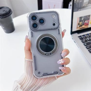 Imagem de SFDSUH Capa magnética com suporte giratório de 360° para iPhone 16 Plus, à prova de choque, híbrida e transparente (para iPhone 16 Plus/preta)