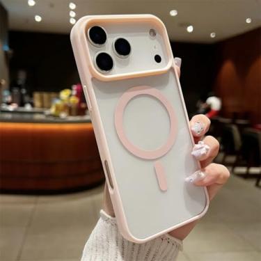Imagem de HJZSZX Capa magnética fashion para iPhone 16 Plus, capa protetora sem fio com carregamento, à prova de choque (para iPhone 16 Plus/rosa)