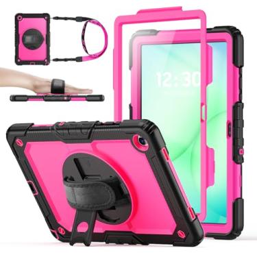 Imagem de Capa para Samsung Galaxy Tab A11+/A11 Plus 27.9 cm 2025 e A9+/A9 Plus 2023, capa de proteção contra quedas de corpo inteiro, suporte giratório de 360°, com protetor de tela integrado e alça de mão