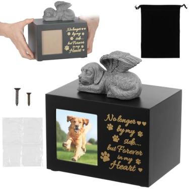 Imagem de Urnas para animais de estimação para cinzas de cães ou gatos, urna memorial de madeira para animais de estimação com moldura, caixa de cremação funerária decorativa para animais de estimação, presente
