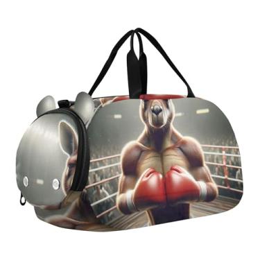 Imagem de Bolsa esportiva para meninos e meninas, bolsa esportiva colorida com chifres de veado, Campeão canguru de boxe, Clássico