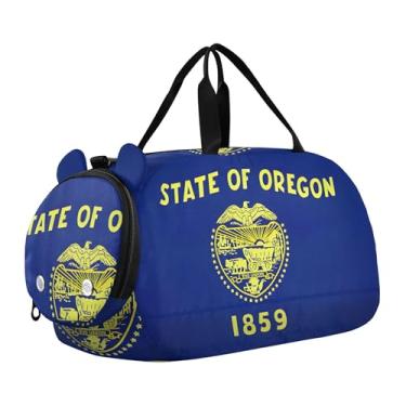 Imagem de Bolsa esportiva para meninos de fim de semana, bolsa de viagem noturna para meninas, bolsa de dança, amarela, verde-oliva, gradiente, ombré, bandeira do estado de Oregon, Clássico