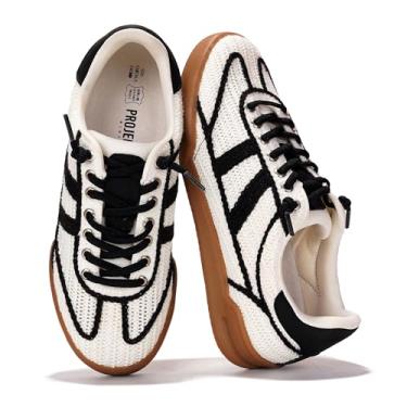 Imagem de Project Cloud Tênis casual feminino – Palmilhas de espuma viscoelástica com cadarço e tênis moderno feminino leve – resistente à água e antiderrapante para mulheres (veredicto), Raffia, 41