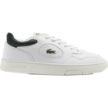 Imagem de Lacoste Tênis masculino Lineset de couro, branco e verde escuro, 42