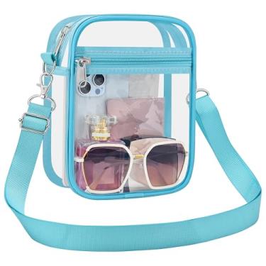 Imagem de UEASE Bolsa transparente aprovada pelo estádio para mulheres, bolsa transversal transparente para eventos em estádios, shows, festivais, Aqua, Small