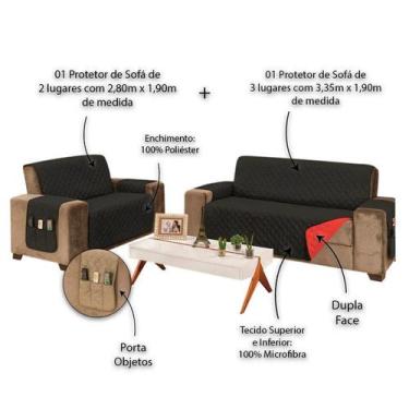 Imagem de Protetor para Sofá 2 e 3 Lugares Manu King - MR, Preto/Vermelho