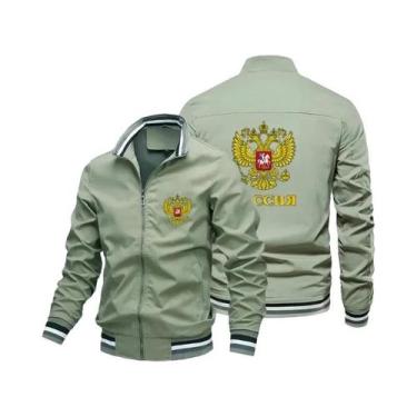 Imagem de Jaqueta Casual Com Zíper Para Homens, Estilo Windbreaker, Águia Russa,