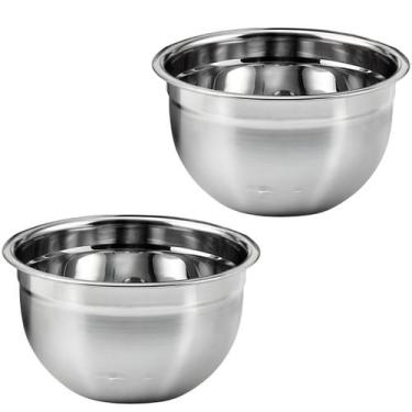 Imagem de Kit 2 Tigelas Mixing Bowl De Inox Redondo 26cm Para Preparo Cozinha Sa