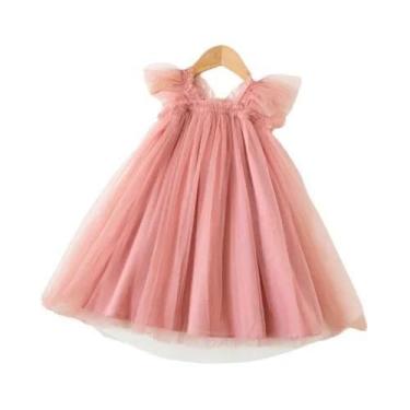 Imagem de Vestido De Tule Com Asas De Borboleta Para Meninas, Sem Mangas, Malha,