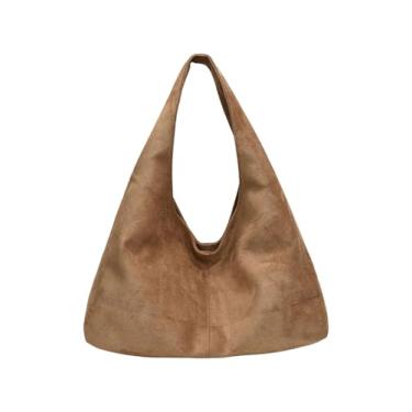 Imagem de SweatyRocks Bolsas de ombro femininas de camurça Hobo com alça superior, Caqui, One Size, Macio