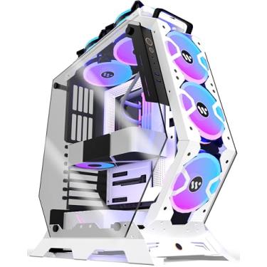 Imagem de KEDIERS PC Case C570 ATX Torre Média Vidro Temperado Gaming Computador Moldura Aberta Capa com 5 Ventoinhas PWM ARGB (Branco C570)