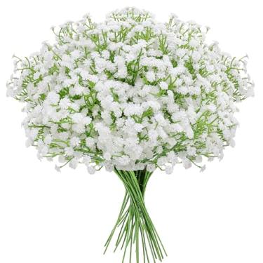 Imagem de Ovveroche 24 peças de flores artificiais falsas para respiração de bebê, 52 cm, Gypsophila de toque real, para decoração de festa de buquê de casamento, arranjos florais falsos, peças centrais de casa