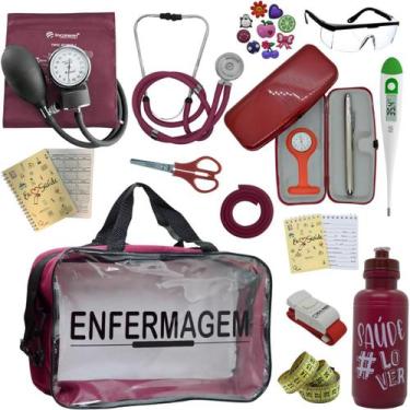 Imagem de Kit Enfermagem Top Cores Premium Completo Estagio Estetoscopio Aparelh