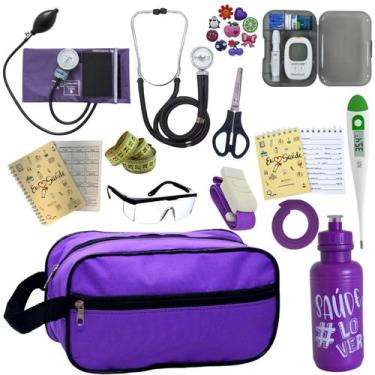 Imagem de Kit de Enfermagem Aparelho de Pressao Estetoscopio Necessaire Medidor 