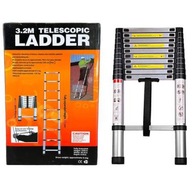 Imagem de Escada Telescópica Retrátil em Alumínio 11 Degraus Mydays Alumax - 3,2