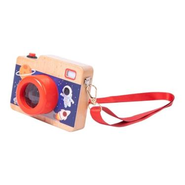 Imagem de YIJU Mini Câmera de Brinquedo de Madeira, com Sons Reais E Lente Caleidoscópica de Luz.