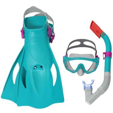 Imagem de Kit snorkel + mascara + pes de pato spark wave verde - Bestway