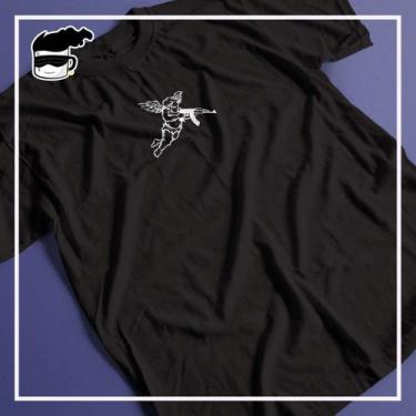 Imagem de Camiseta Anjo Ak47 Old School Unissex 100% Algodão, Preto, GG