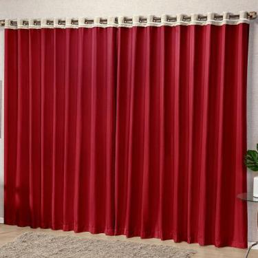 Imagem de Cortina La Bela 3 Metros Micropercal Sala Quarto para Varão - Vermelha