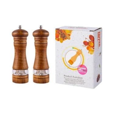 Imagem de Moedor De Pimenta Manual Com Núcleo De Acrílico, Borracha, Madeira E C