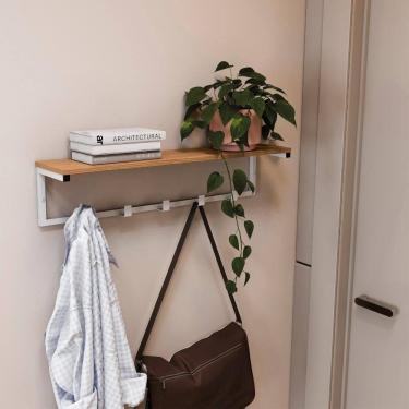 Imagem de Cabideiro De Parede Kappesberg Canela/branco 69,5cm