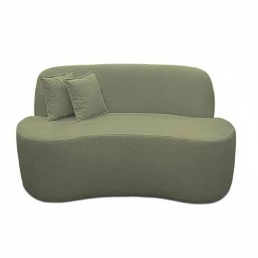 Imagem de Sofá Ondulado Orgânico Pequeno 2 Lugares Sala Bouclé Bouclé Verde