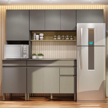 Imagem de Armário De Cozinha Completa 120 Com Balcão Com Tampo 9 Portas Madrid - Freijó-gris
