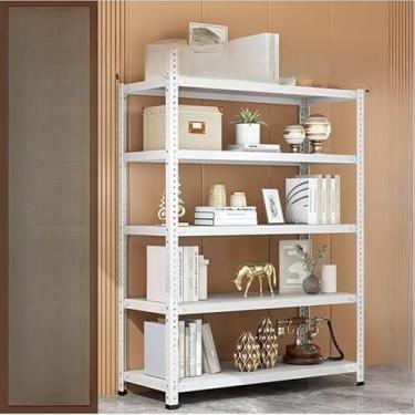 Imagem de Rack de Armazenamento em Aço com Prateleiras Ajustáveis Estante Multifuncional para Organização(Branco 5 divisórias90*30 * 180cm)