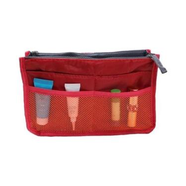 Imagem de Bolsa De Cosméticos De Nylon Para Mulheres Com Dupla Zíper Organizador