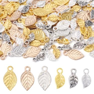 Imagem de KISSITTY 120 peças pingentes de folhas pequenas de liga metálica pingentes de metal pendurados tibetano vintage retrô para fazer joias, brincos, colar, pulseira, bolsa, chaveiros, outono, artesanato