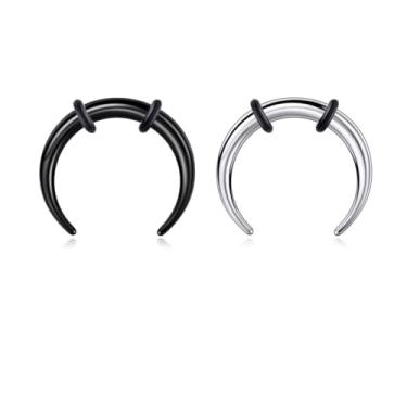 Imagem de Longbeauty Pincher Anéis de septo em forma de C Buffalo Aço Inoxidável Ferraduras Kit de Piercing de Septo Joias com O-Rings para Mulheres e Homens, Estilo E, 12G (2 mm)