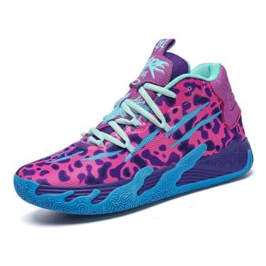 Imagem de Novetra Tênis de basquete leve masculino com cadarço alto e antiderrapante macio(Puple,36 BR)