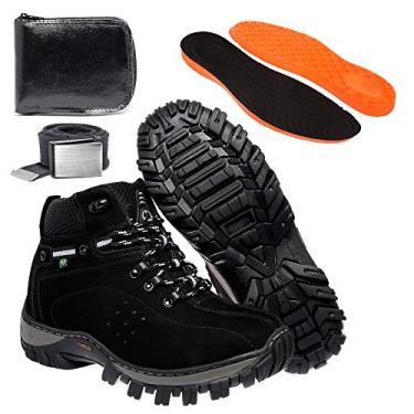 Imagem de Bota Masculina Adventure em Couro Legítimo e Solado Costurado Carteira e Cinto (43, Preto)