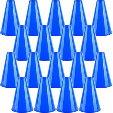 Imagem de Hoarost 18 peças Cheer Megafone de plástico azul Megafone esportivo Torcida para atividades ao ar livre na escola esportes esportes artigos de festa