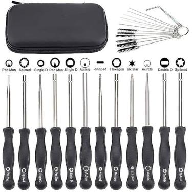 Imagem de Kit de Ferramentas Ajuste Carburador com 12 Peças para Pequeno 2 Tempos Trimmer Roçadeira Serra Corrente Soprador Folhas Cortador Hedges Desbasteiro Podador - Inclui Agulhas Limpeza Pincéis Chave Alle