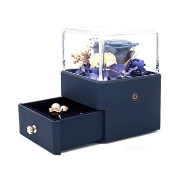 Imagem de Organizador de joias rosa caixa organizadora luminosa de toque requintado proposta portátil presente de aniversário joias anel de diamante caixa de armazenamento O melhor presente para o dia das mães