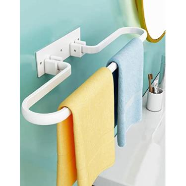 Imagem de Toalheiro dobrável multifuncional, toalheiro de banheiro montado na parede, armazenamento de toalhas de banheiro, toalheiros montados na parede, porta-toalhas para banheiros, prateleiras de banheiro