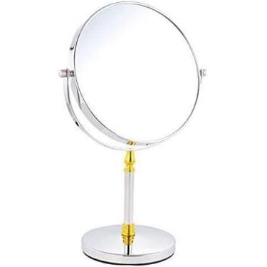 Imagem de U5GAAALPPQ9 Espelhos, penteadeira montada na parede, ampliação de 20,3 cm, suporte de mesa redondo duplo lateral giratório para cosméticos