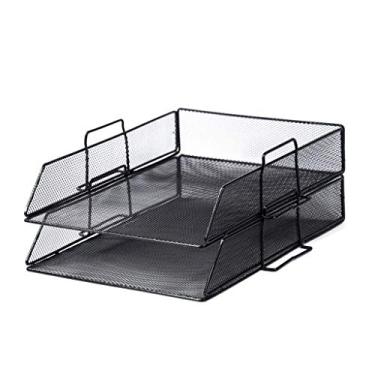 Imagem de U5GAAALPPQ9 Bandeja de malha empilhável, organizador de mesa, documentos, letras, arquivos, papel, escritório e casa, preto (tamanho: 3 andares) ()