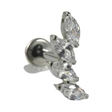 Imagem de Brincos De Titânio Com Zircônia Marquise Para Lábio, Orelha, Hélice, T