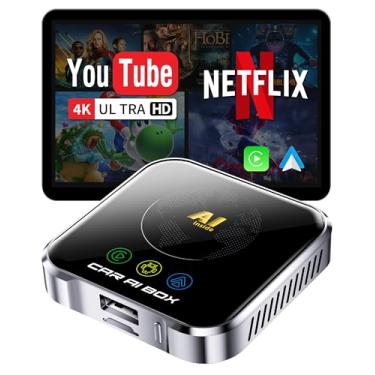 Imagem de Adaptador CarPlay sem fio Magic AI Box, caixa de vídeo para carro, processador digital de controle de restauração de graves, suporta streaming de cartão Netflix/YouTube/TF e muito mais para carros com