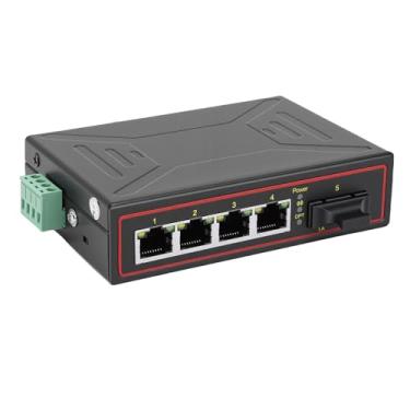 Imagem de Jectse Switch Gigabit Ethernet Industrial, 1 Porta óptica SFP 4 Portas Ethernet RJ45 10 100 Mbps de Montagem Em Trilho Din, Com Porta FX Hot Swap, para Transmissão de Fibra de até 120