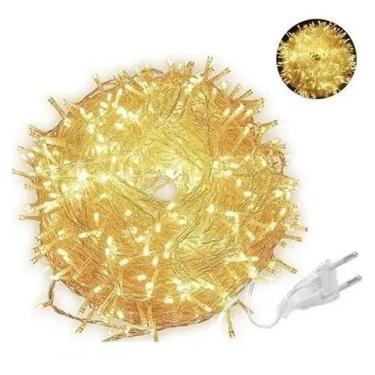 Imagem de Pisca Fio Transparente 100 Lâmpadas Led 127v 10m Amarelo Branco Quente