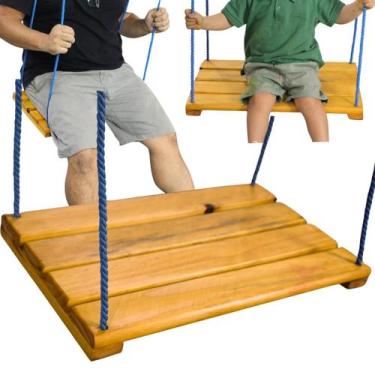 Imagem de Balanço Para Criança E Adulto Reforçado Madeira Maciça Com Cordas - La