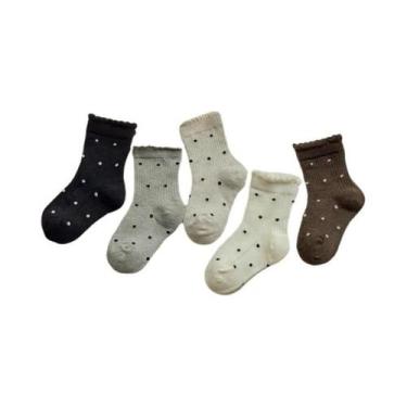 Imagem de Meias De Outono Para Meninas Até O Joelho 5 Pares Preto E Branco Vinta