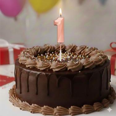 Imagem de Vela De Aniversário Mini Design Número Com 5Cm Silver Festas Rose (Número 1)