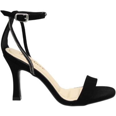 Imagem de Sandália Salto Médio Fino Bebecê Tiras Strass Nobuck Feminina